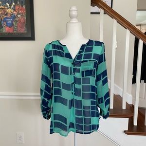 Brayton Square Print Henley Blouse